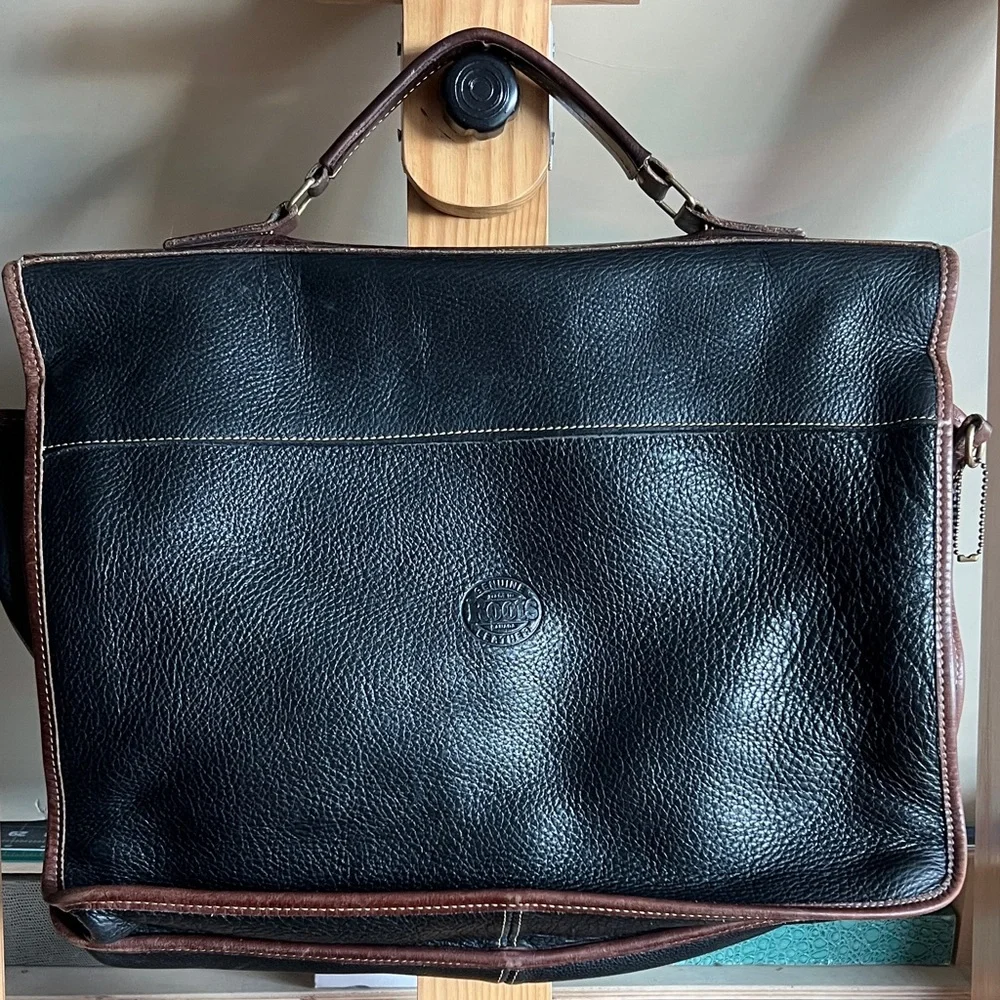 Roots Black and Brown Leather Briefcase
